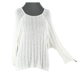Joie Sz XS Ivory Loose Weave Hi Lo 100% Linen Sweater